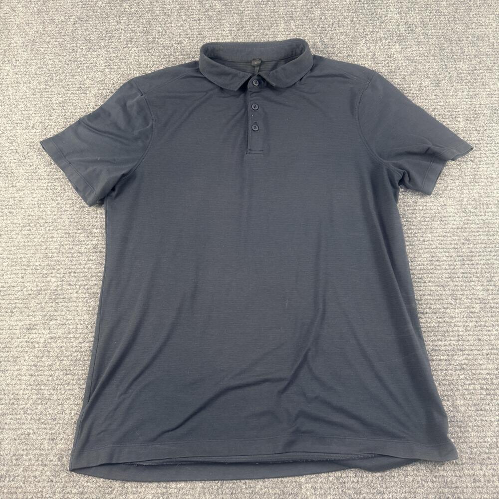Lululemon Polo Shirt Mens Large Dark Navy Blue Performance Athletic Golf Stretch